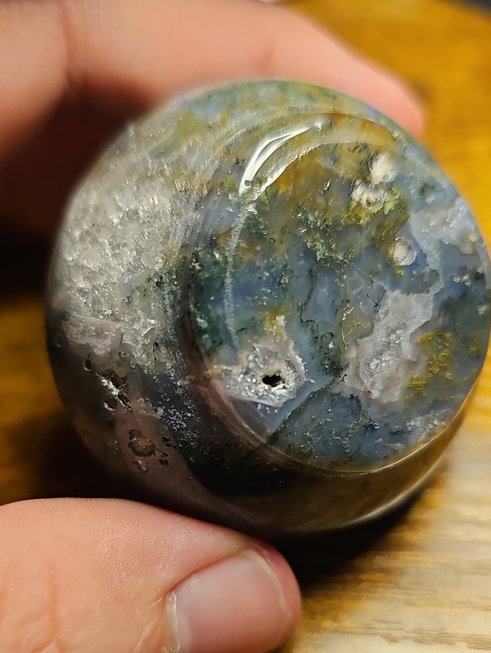 Moss Agate Polished Trinket Bowl - Blue Green White - Picture 4 of 8